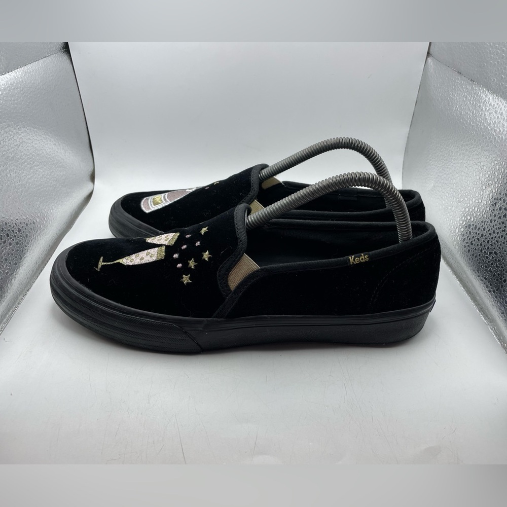 Keds Black velvet Champagne Toast womens Slip-On Shoes size 9.5